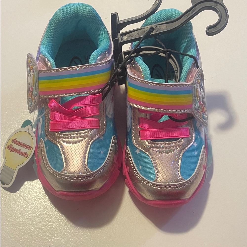 Athletic Works Kids Sneakers with Rainbow and Pink